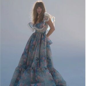 Selkie Blue and Pink Floral Maxi Dress